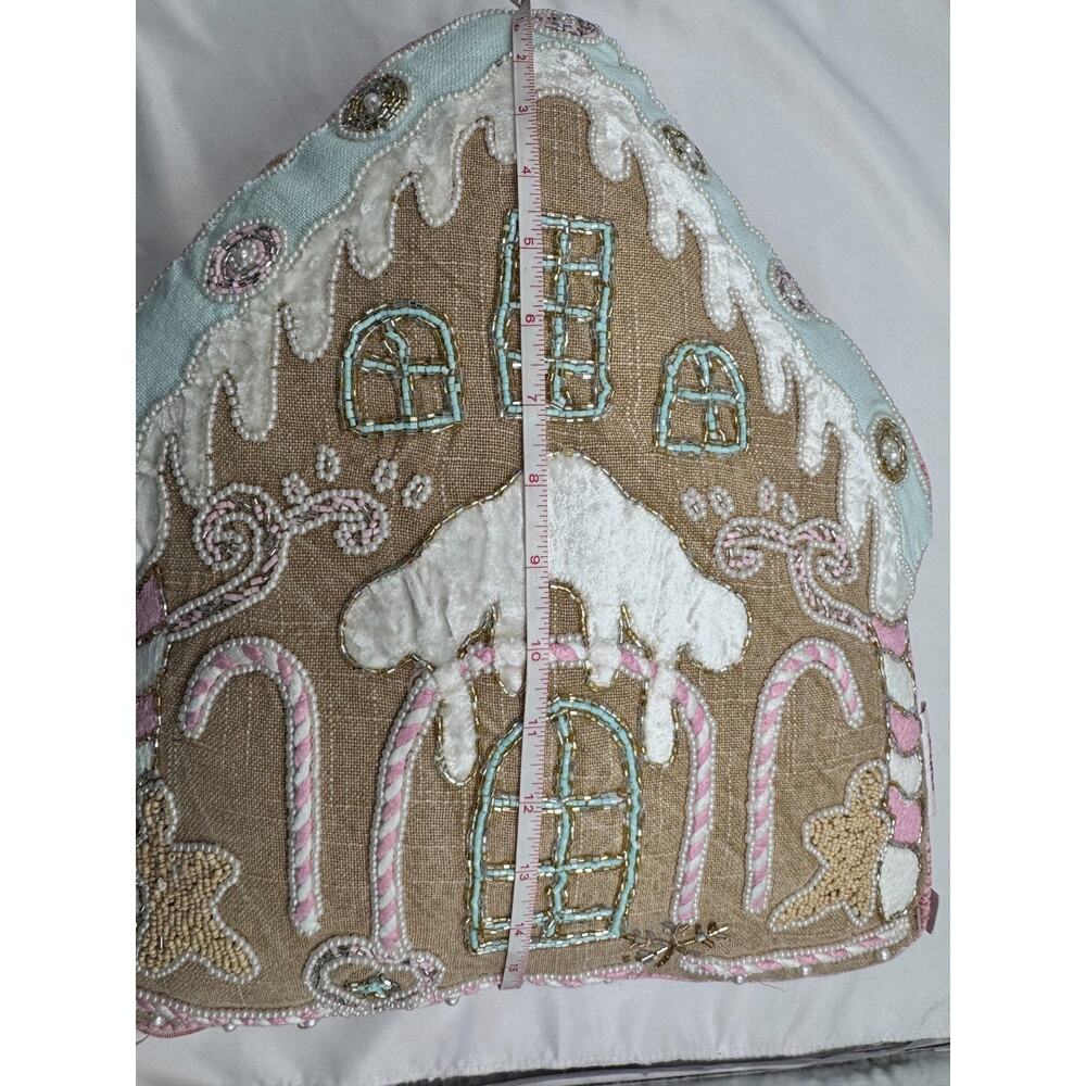 Sugar Plum Dreams Christmas Holiday Throw Pillow Pastel Beaded Bling Beads NWT - Picture 5 of 9